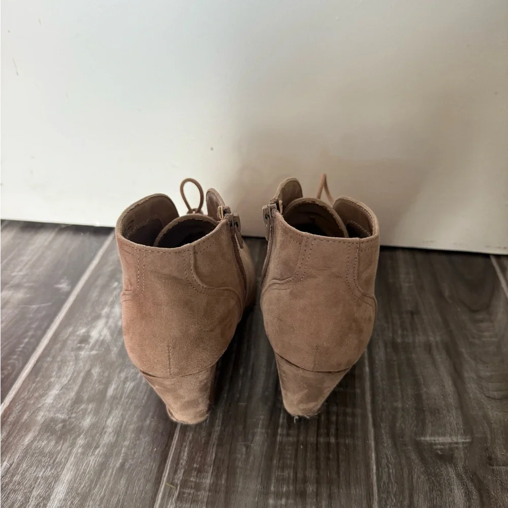 Universal Thread Tan Vegan Suede Ankle Wedge Boots - Picture 6 of 8